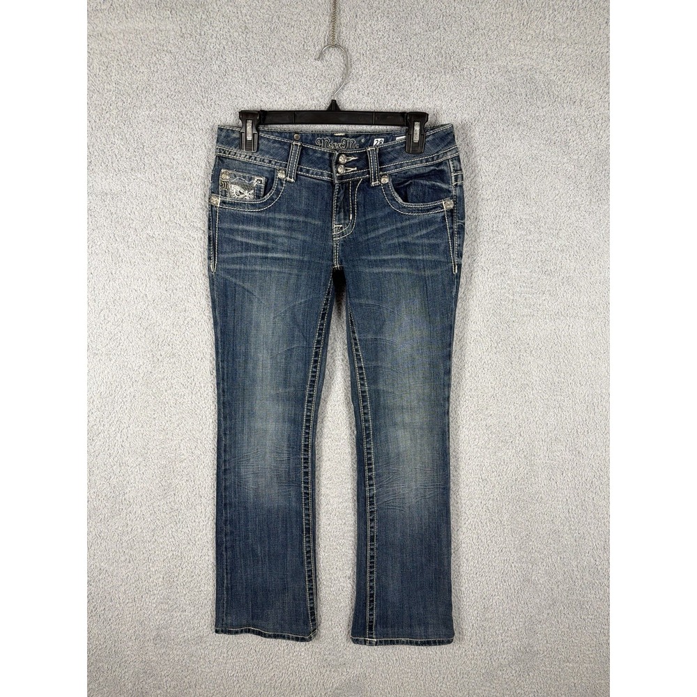 Miss Me JP5002-17 Bootcut Jeans Women's Med Wash Size 28x30 Embellished Pockets‎